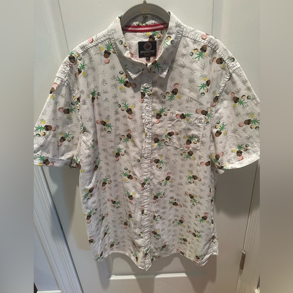 ONE RESOLUTION BUTTON PINEAPPLE SHIRT SHORT SLEEVE XL